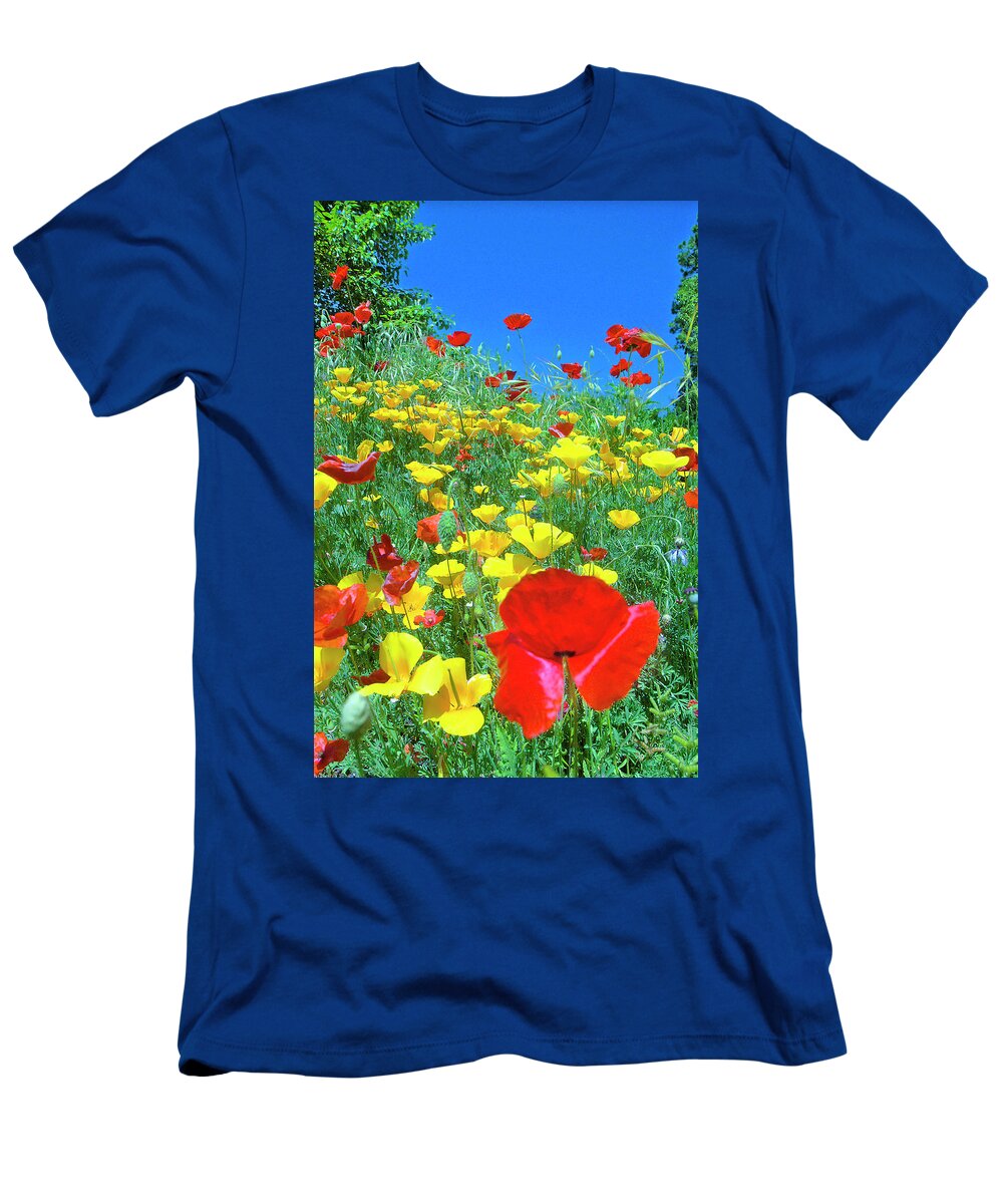 Poppy T-Shirt featuring the photograph Poppy Hillside by Ted Keller