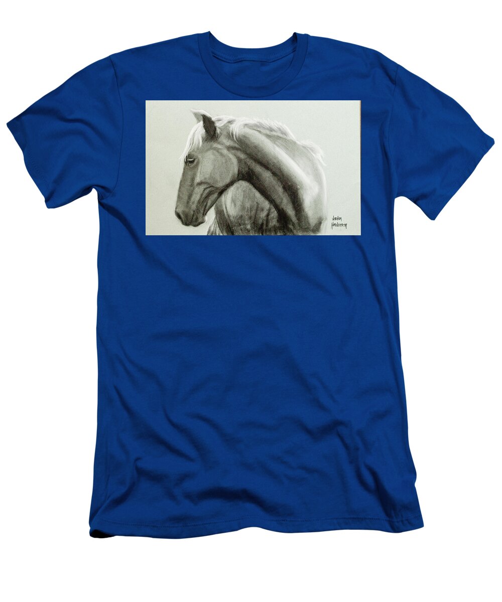 Horse T-Shirt featuring the drawing Profile of a Horse by Jordan Henderson