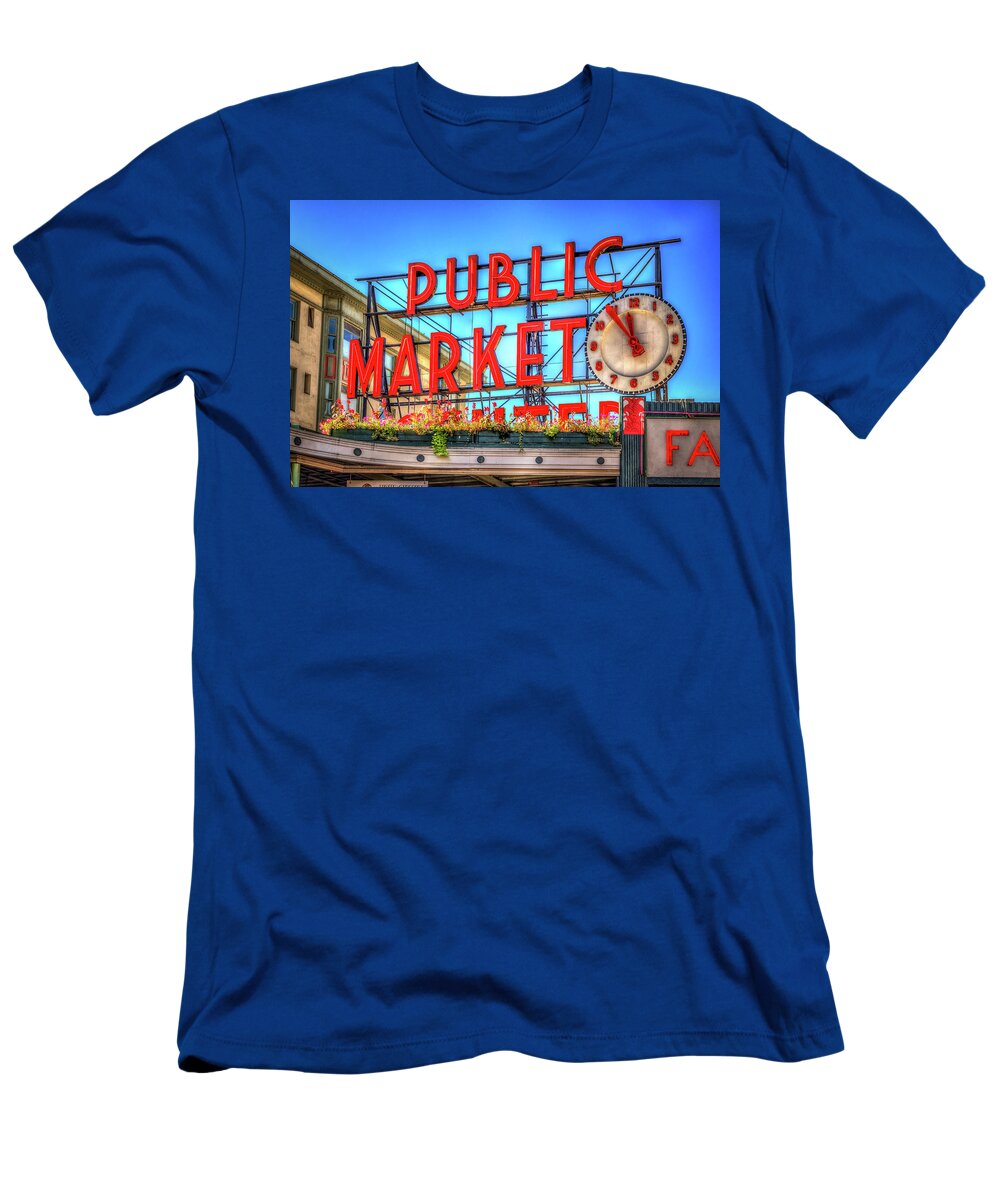 Pike Place T-Shirt featuring the photograph Public Market at Noon by Spencer McDonald