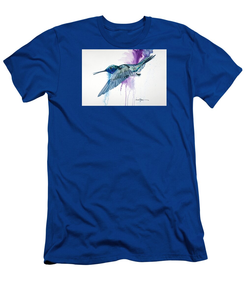 Hummingbird T-Shirt featuring the painting Purple Haze Daniel Adams by Daniel Adams