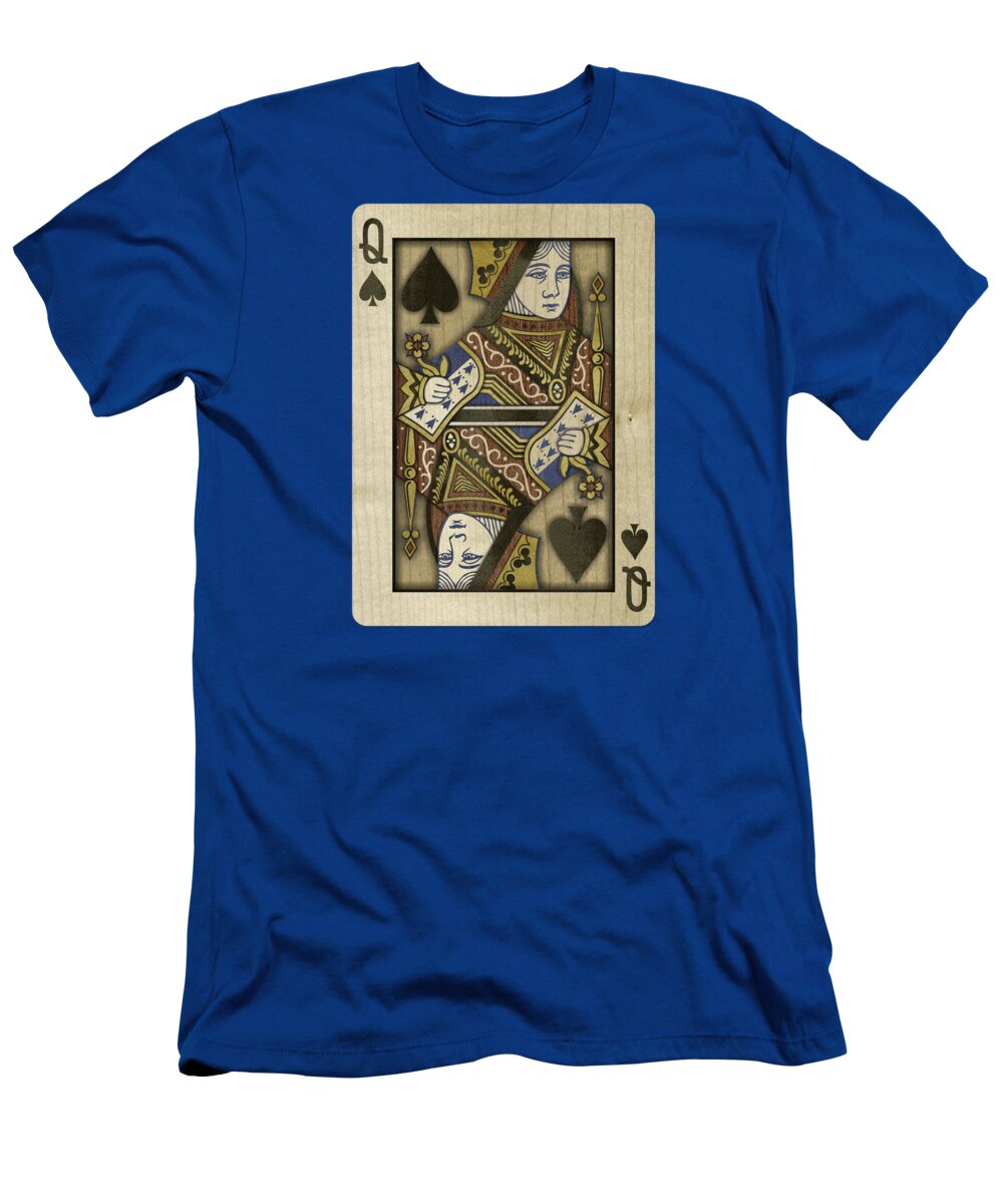 Black T-Shirt featuring the photograph Queen of Spades in Wood by YoPedro