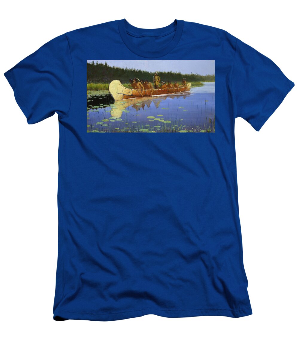 Frederic Remington T-Shirt featuring the painting Radisson and Groseilliers by Frederic Remington