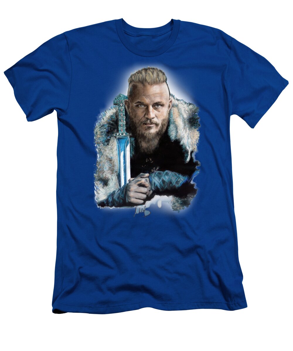 Ragnar Lothbrok T-Shirt featuring the mixed media Ragnar Lothbrok by Melanie D