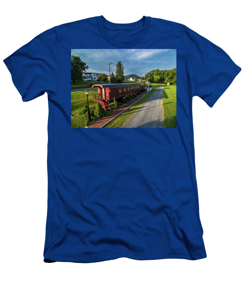 Buchanan T-Shirt featuring the photograph Rail Car Inn by Star City SkyCams