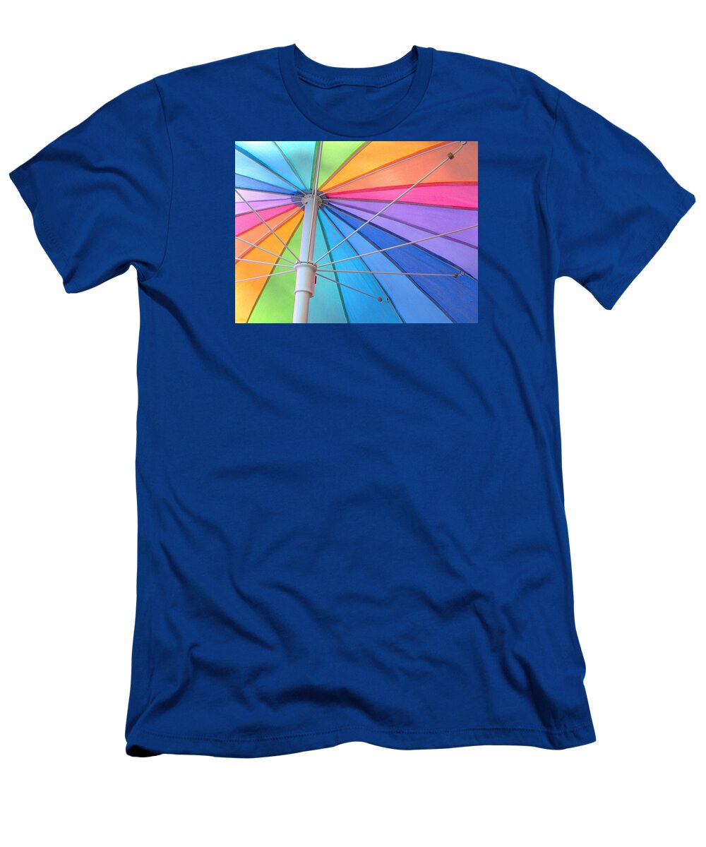Umbrella T-Shirt featuring the photograph Rainbow Umbrella by Cathy Kovarik