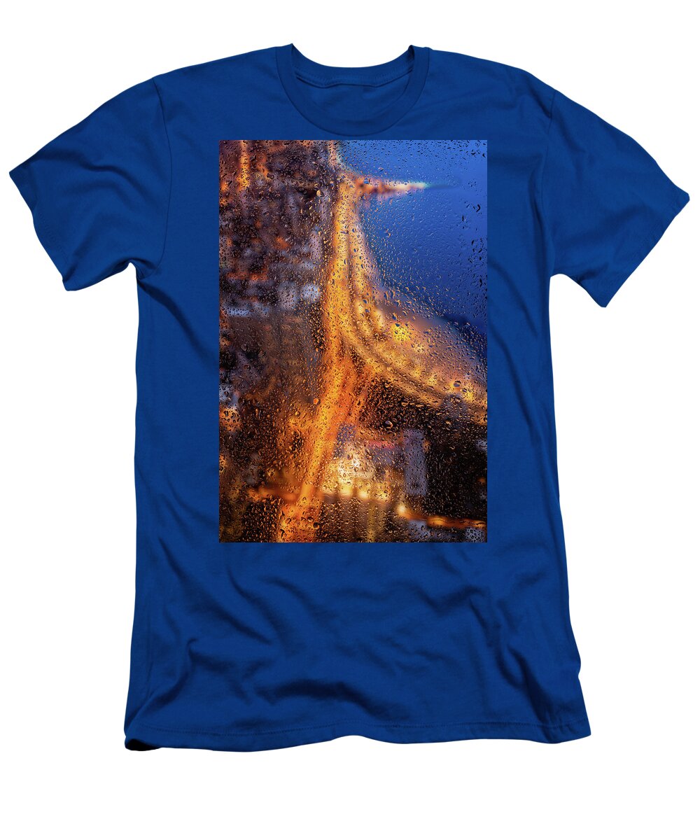Chicago T-Shirt featuring the photograph Rainy Night Lakeshore Drive Chicago by Steve Gadomski