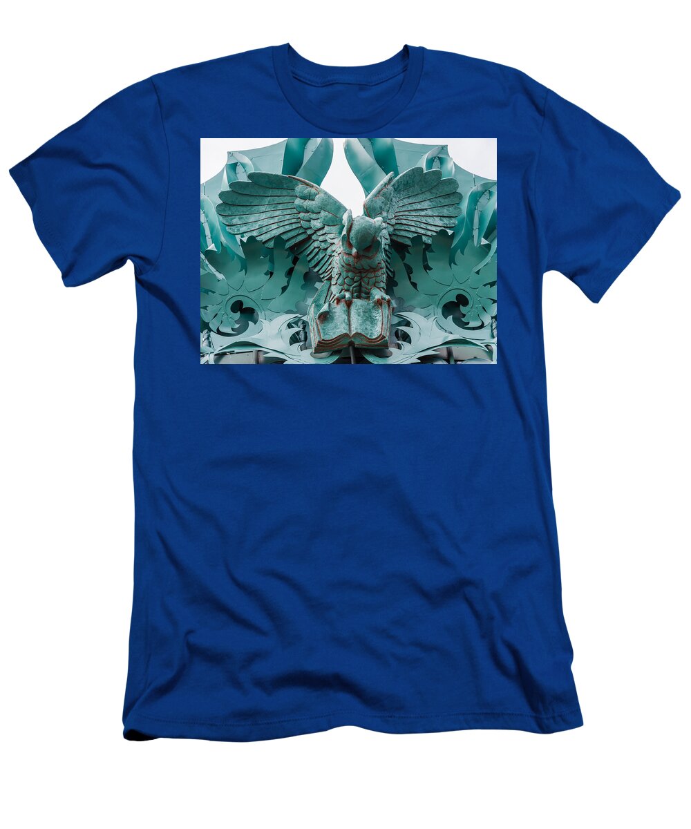 Gargoyle T-Shirt featuring the photograph Read This by Charles McCleanon