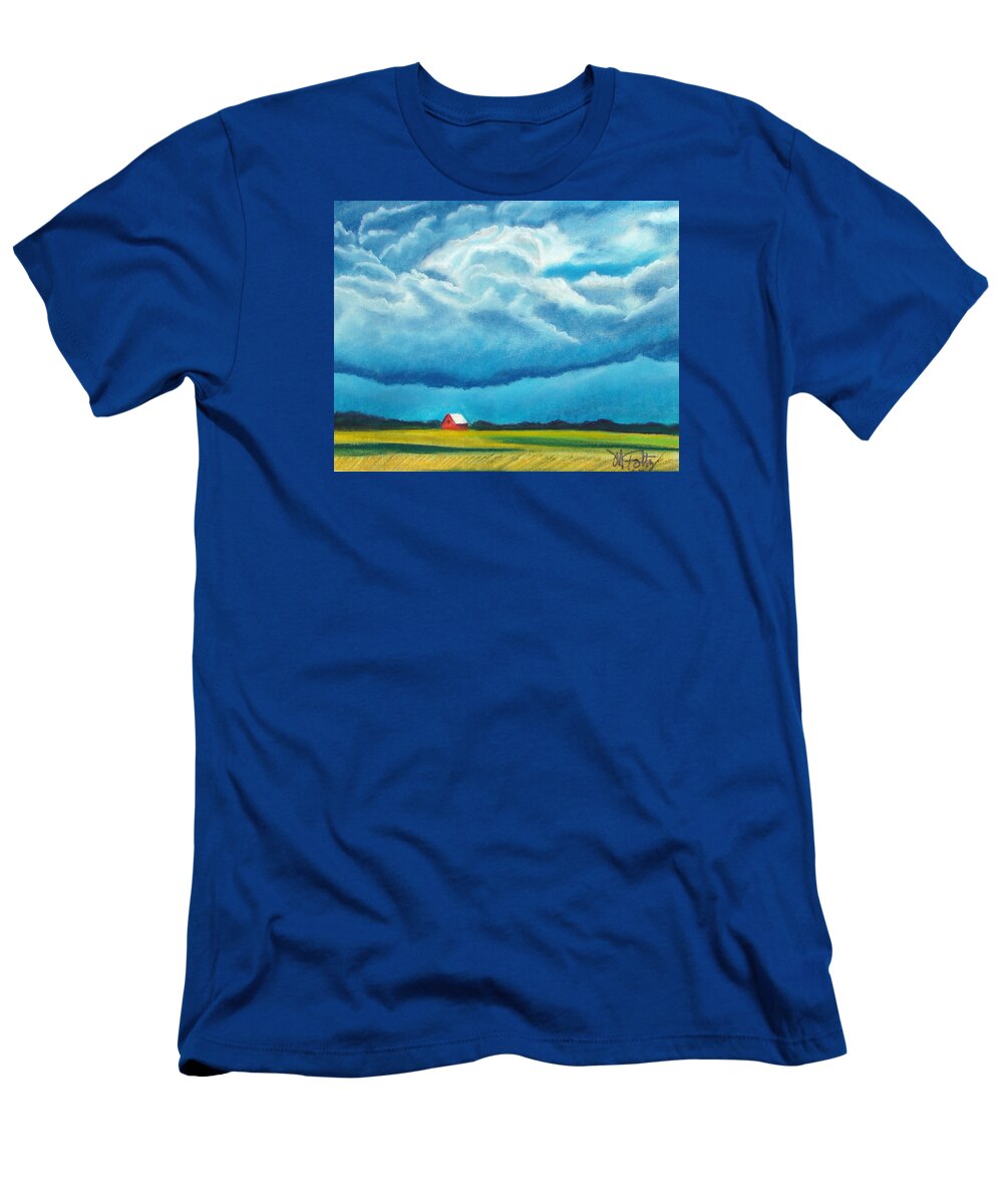 Landscape T-Shirt featuring the painting Red Barn by Michael Foltz