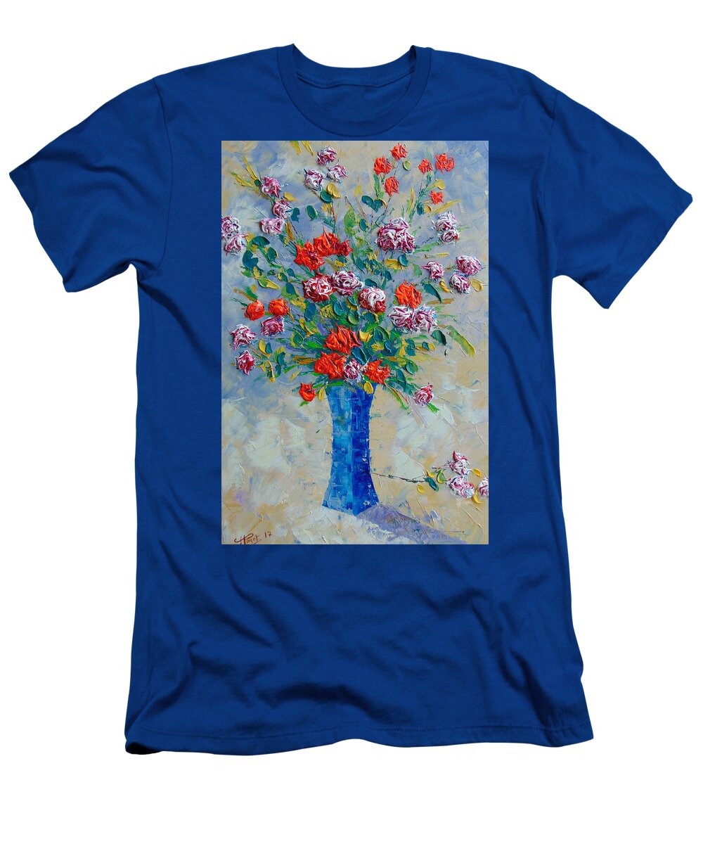 Frederic Payet T-Shirt featuring the painting Red Carnations by Frederic Payet