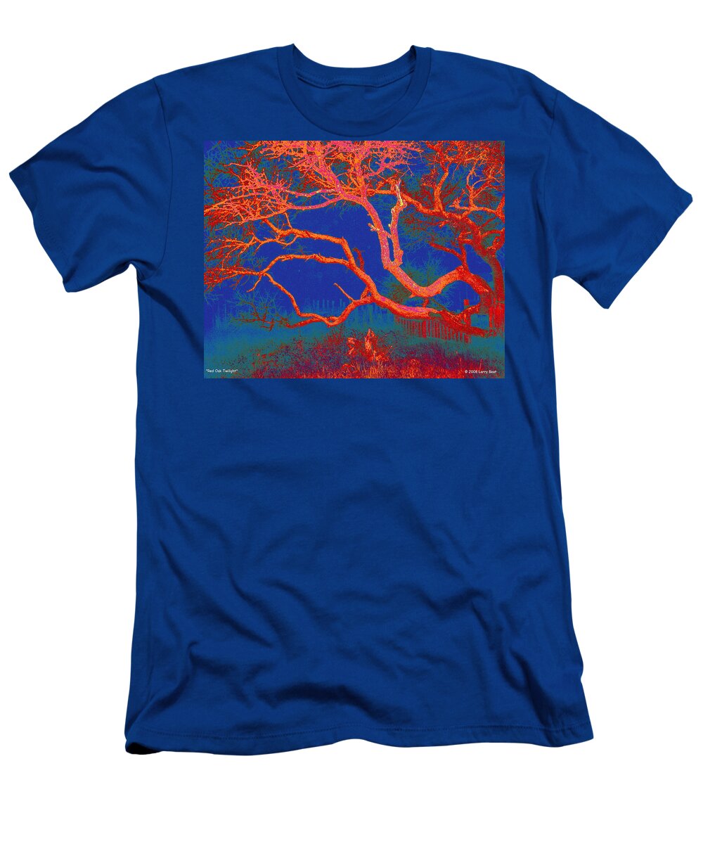 Red T-Shirt featuring the photograph Red Oak Twilight by Larry Beat