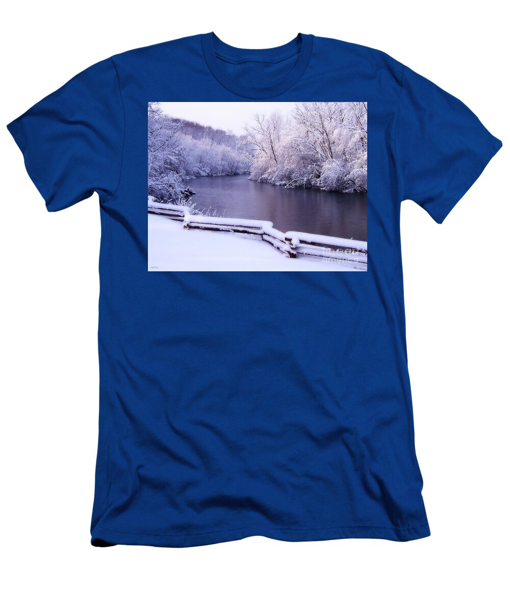 River T-Shirt featuring the photograph River In Winter by Phil Perkins