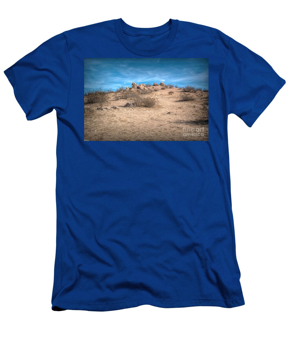 Saddleback Butte State Park; Trail; Hiking; Rocks; Hill; Mountain; Mojave Desert; Mohave Desert; Blue; Brown; Green; Joe Lach T-Shirt featuring the photograph Rocks on the Hill by Joe Lach