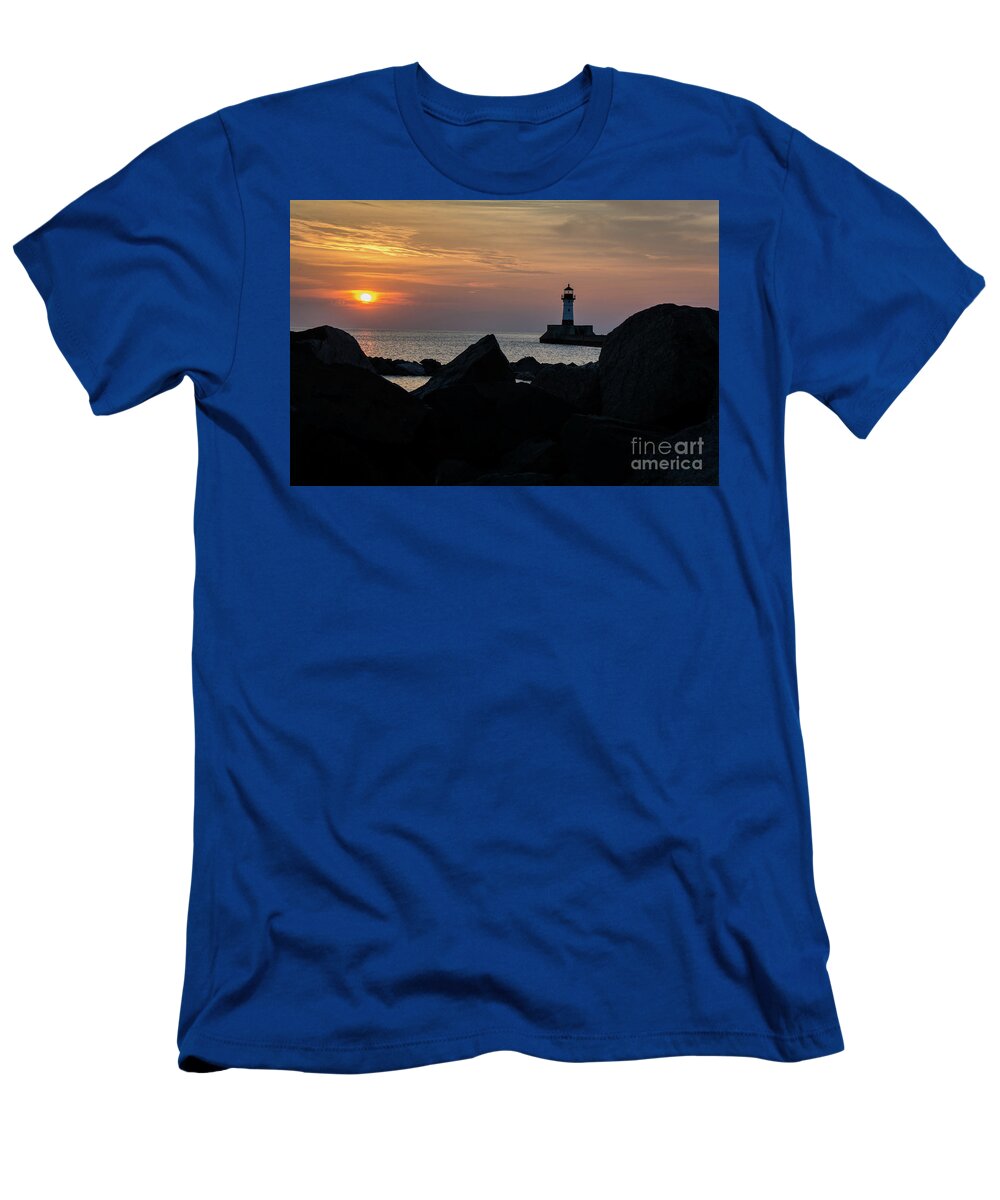 Lake Superior T-Shirt featuring the photograph Rocky Sunrise by Deborah Klubertanz