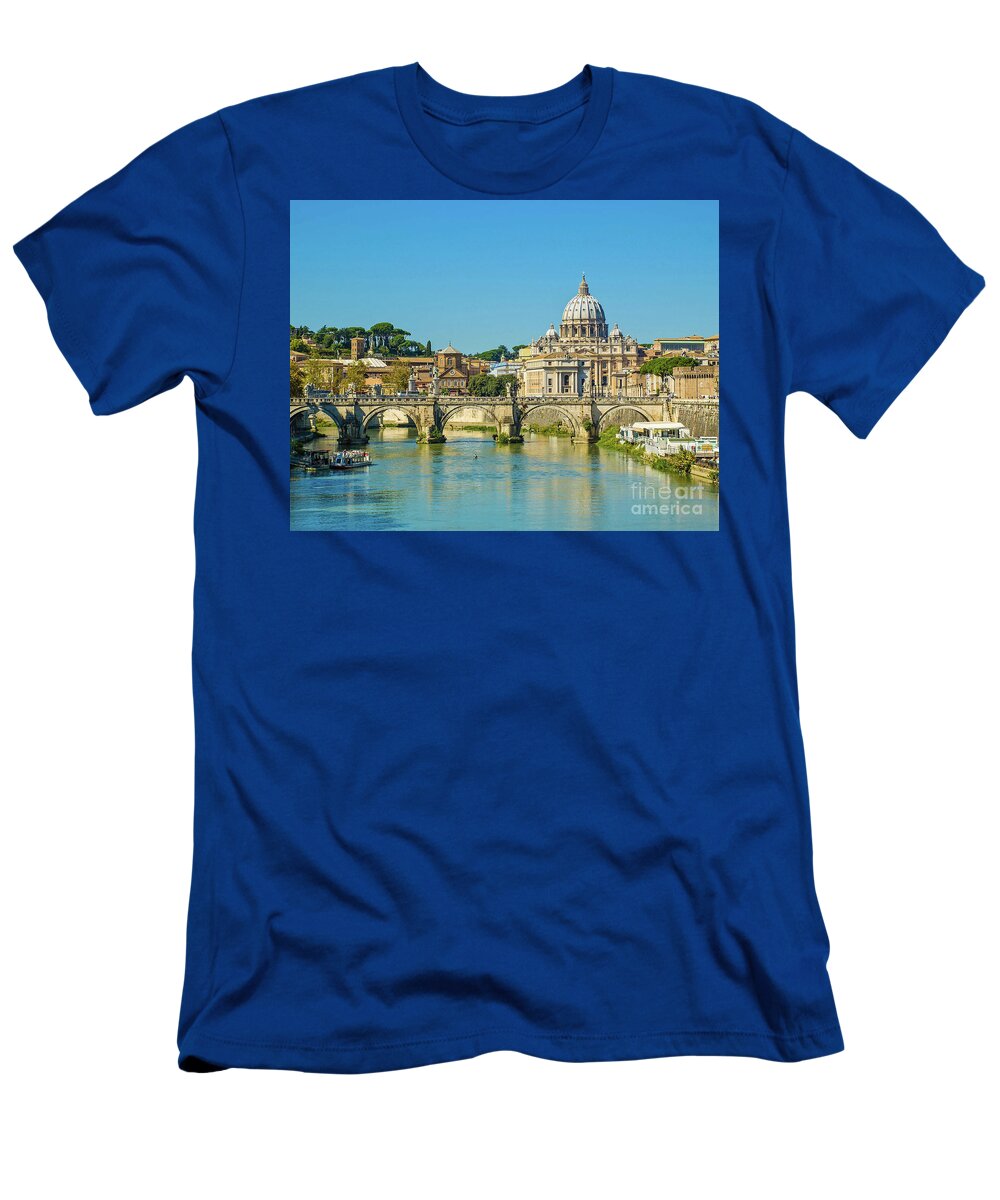 Rome T-Shirt featuring the photograph Rome Tiber River by Maria Rabinky