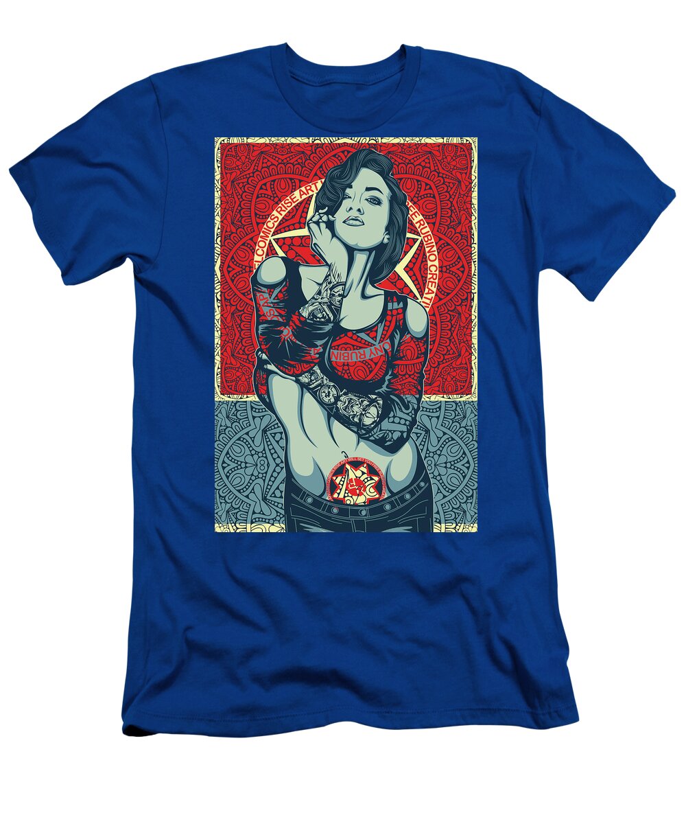 Smile T-Shirt featuring the mixed media Rubino Mandala Woman Cool by Tony Rubino