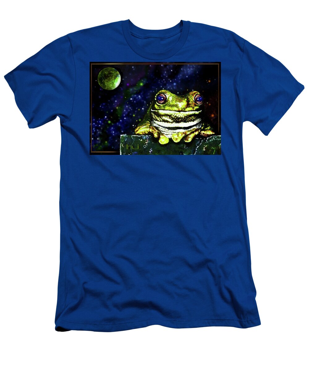 Frog T-Shirt featuring the painting Ruler Of The Cosmos by Hartmut Jager
