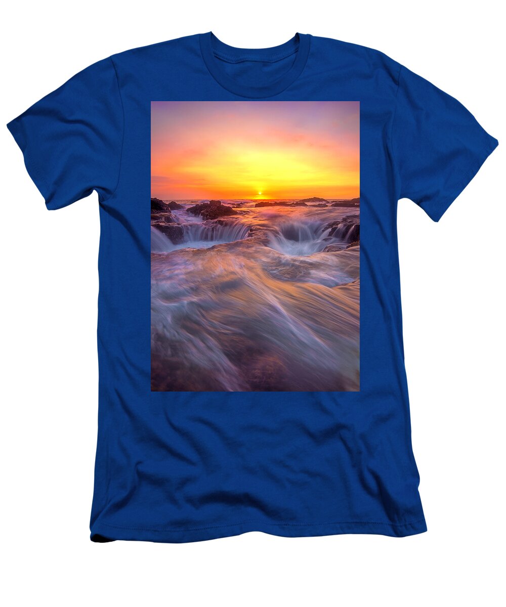 Sunset Tide Big Island Lava Rocks Ebb N Flow T-Shirt featuring the photograph Rush by James Roemmling