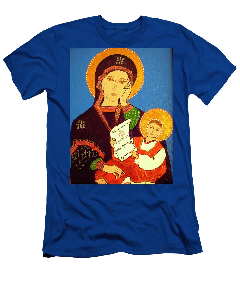Virgin Mary T-Shirt featuring the painting Russian Icon by Stephanie Moore