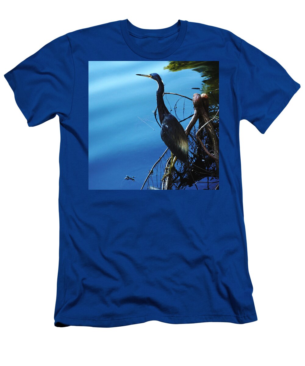 Heron T-Shirt featuring the photograph Rusty Blue by Debbie Oppermann