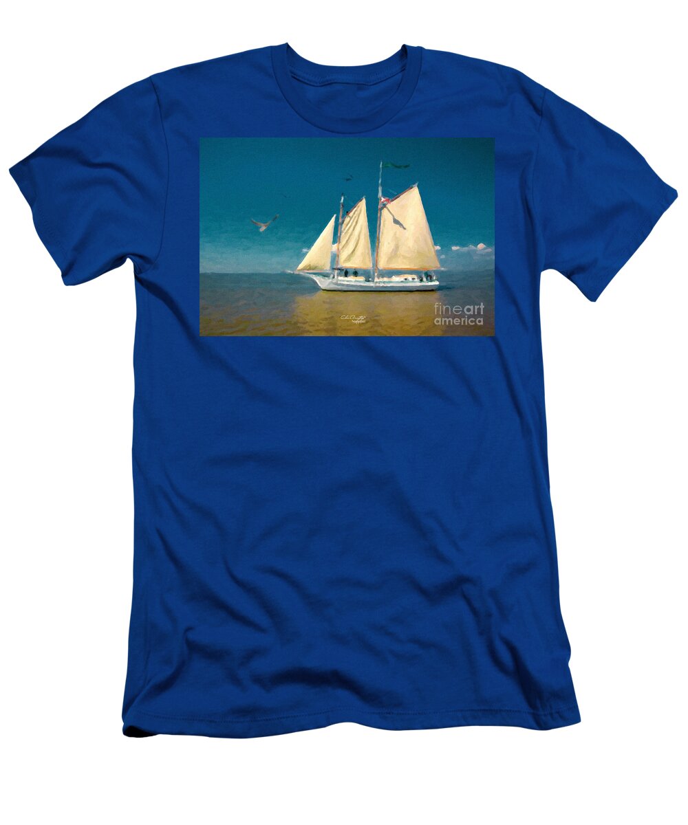Nautical T-Shirt featuring the painting Sail Away by Chris Armytage