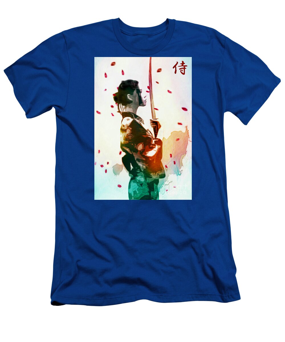 Samurai T-Shirt featuring the painting Samurai Girl - Watercolor Painting by Ian Gledhill