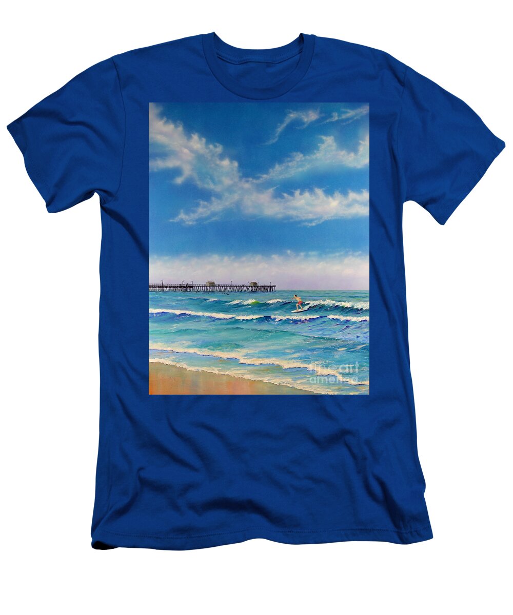 San Clemente T-Shirt featuring the painting San Clemente Surf by Mary Scott