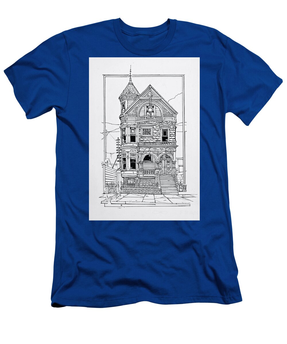 San Francisco Victorians T-Shirt featuring the drawing San Francisco Victorians by Ira Shander