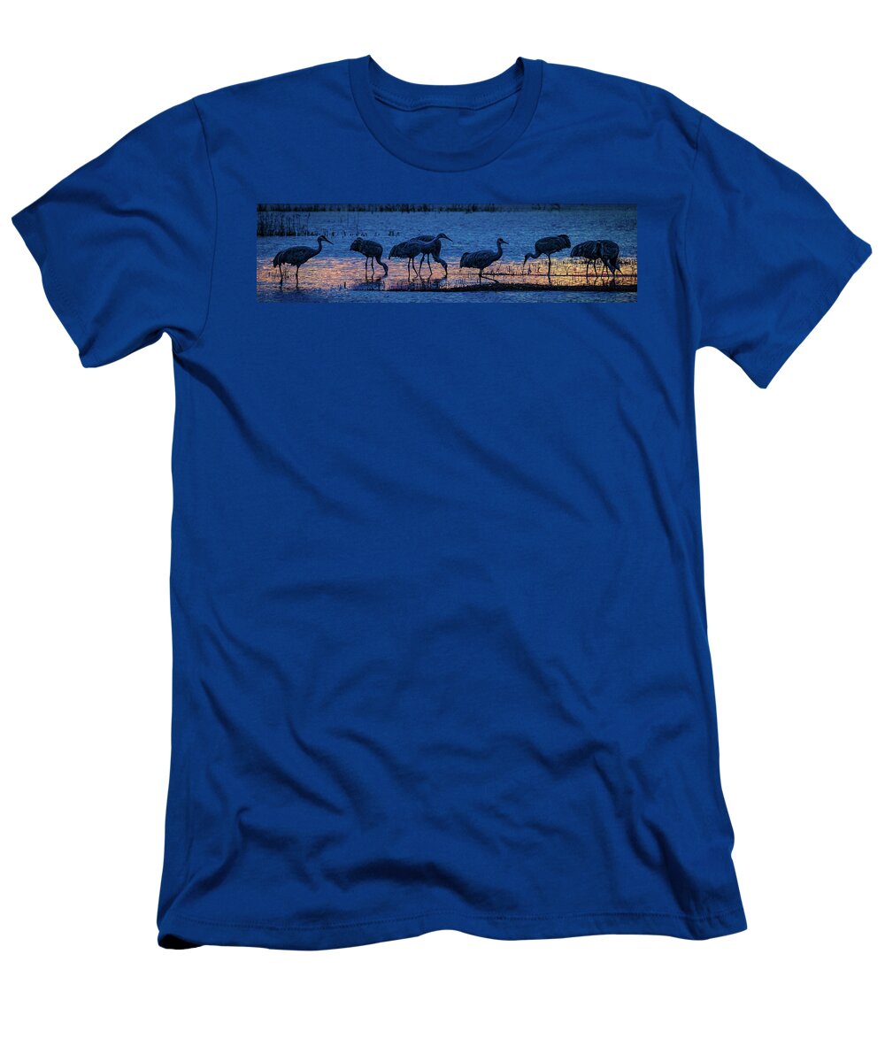Animals T-Shirt featuring the photograph Sandhill Cranes at Twilight by Bruce Bonnett