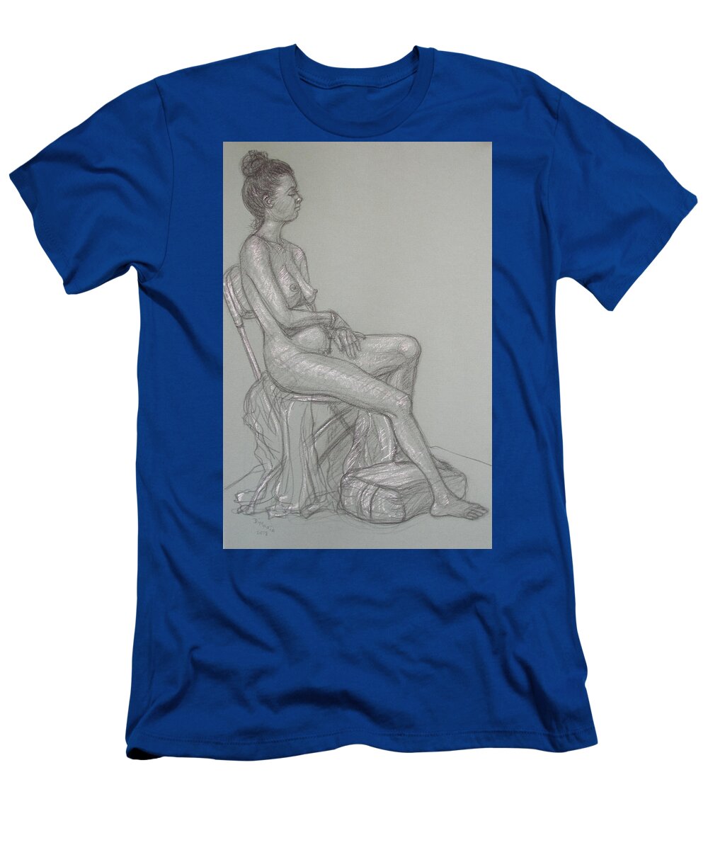 Realism T-Shirt featuring the drawing Scout Seated by Donelli DiMaria