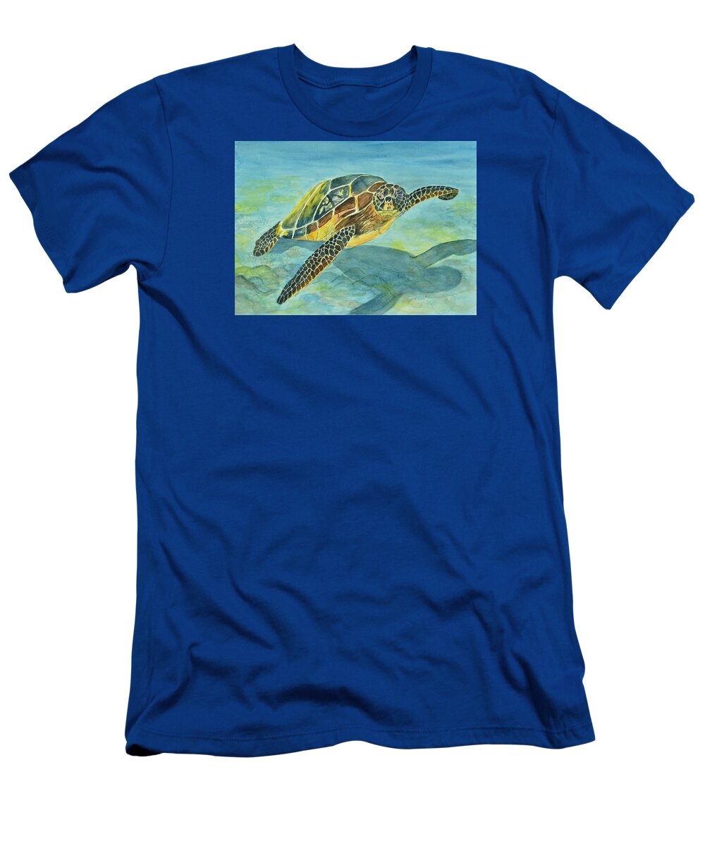Linda Brody T-Shirt featuring the painting Sea Turtle by Linda Brody