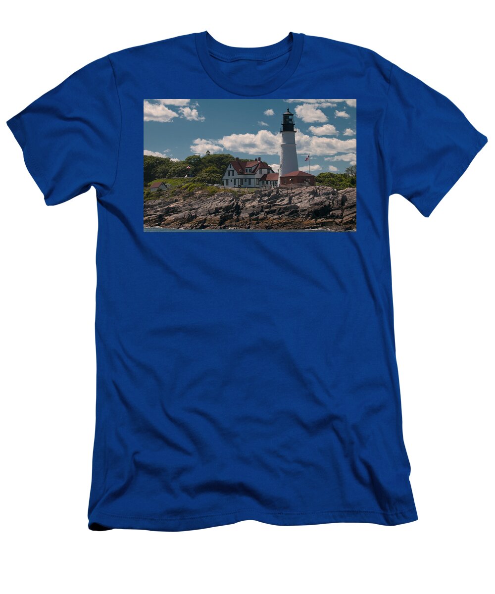 Maine Lighthouses T-Shirt featuring the photograph Sea View of Portland Head Light by Paul Mangold