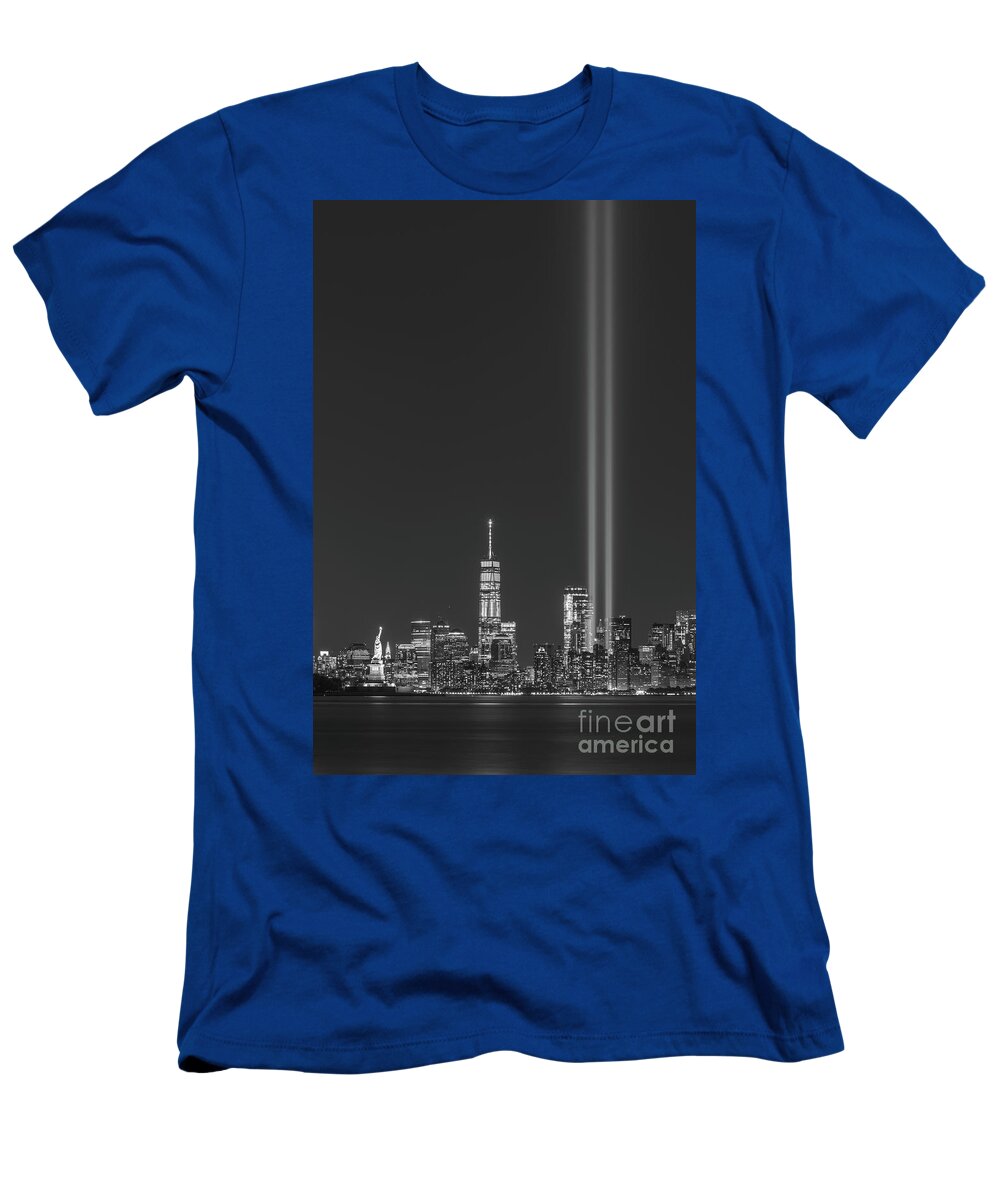 Nyc T-Shirt featuring the photograph September 11th Memorial BW by Michael Ver Sprill