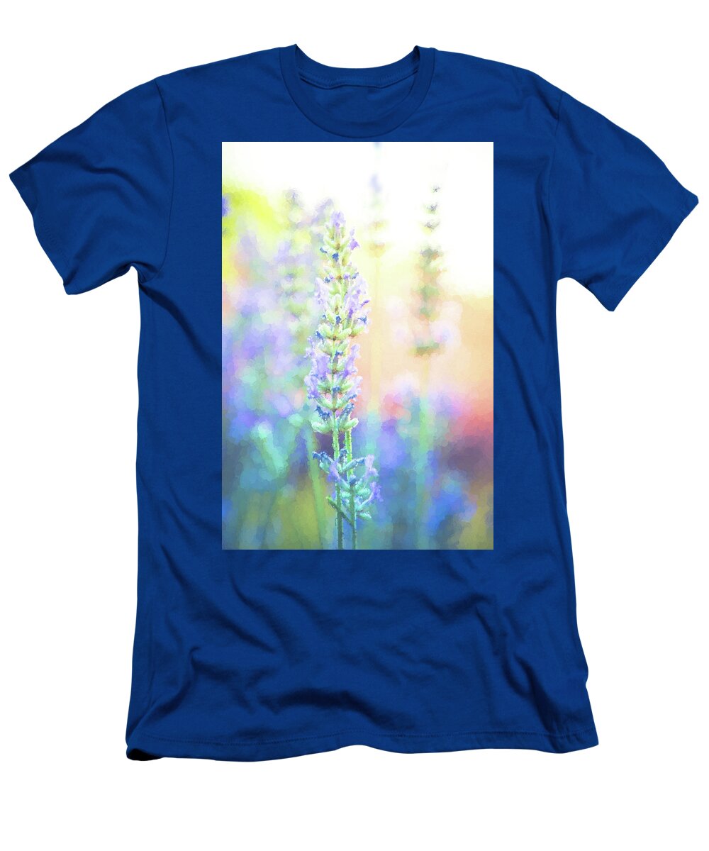 Lavender T-Shirt featuring the digital art Seurat Lavender by Terry Davis