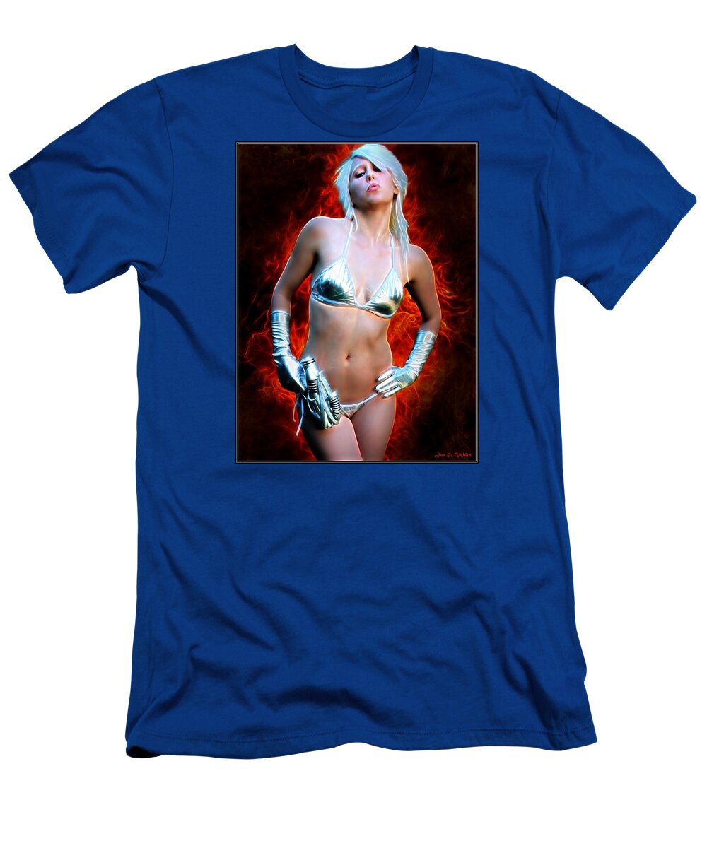Fantasy T-Shirt featuring the painting Sexy Space Vixen by Jon Volden
