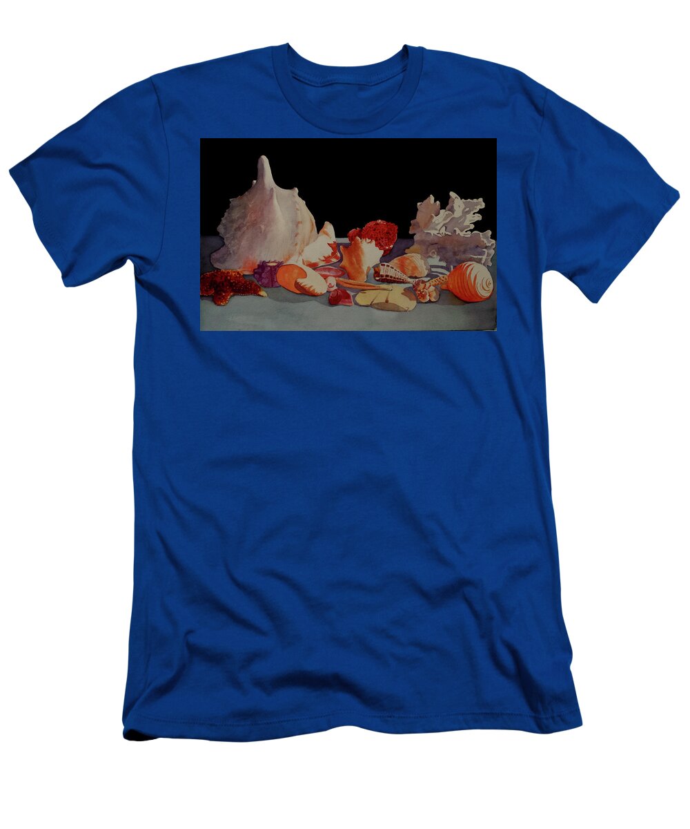 Seashells T-Shirt featuring the painting Shell Shock by Judy Mercer