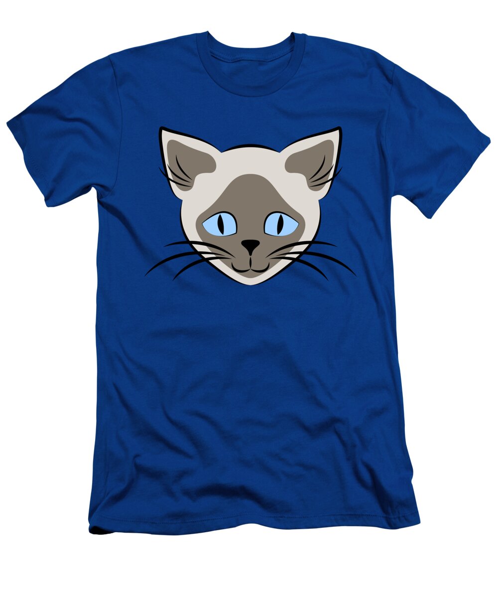 Graphic Cat T-Shirt featuring the digital art Siamese Cat Face With Blue Eyes Light by MM Anderson