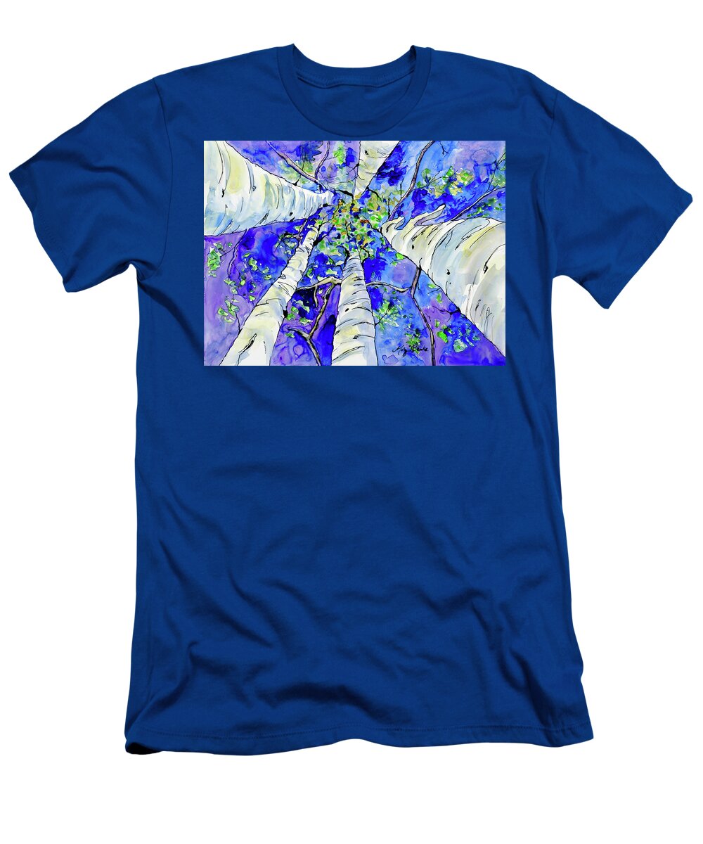 Above T-Shirt featuring the painting Skyward by Mary Benke