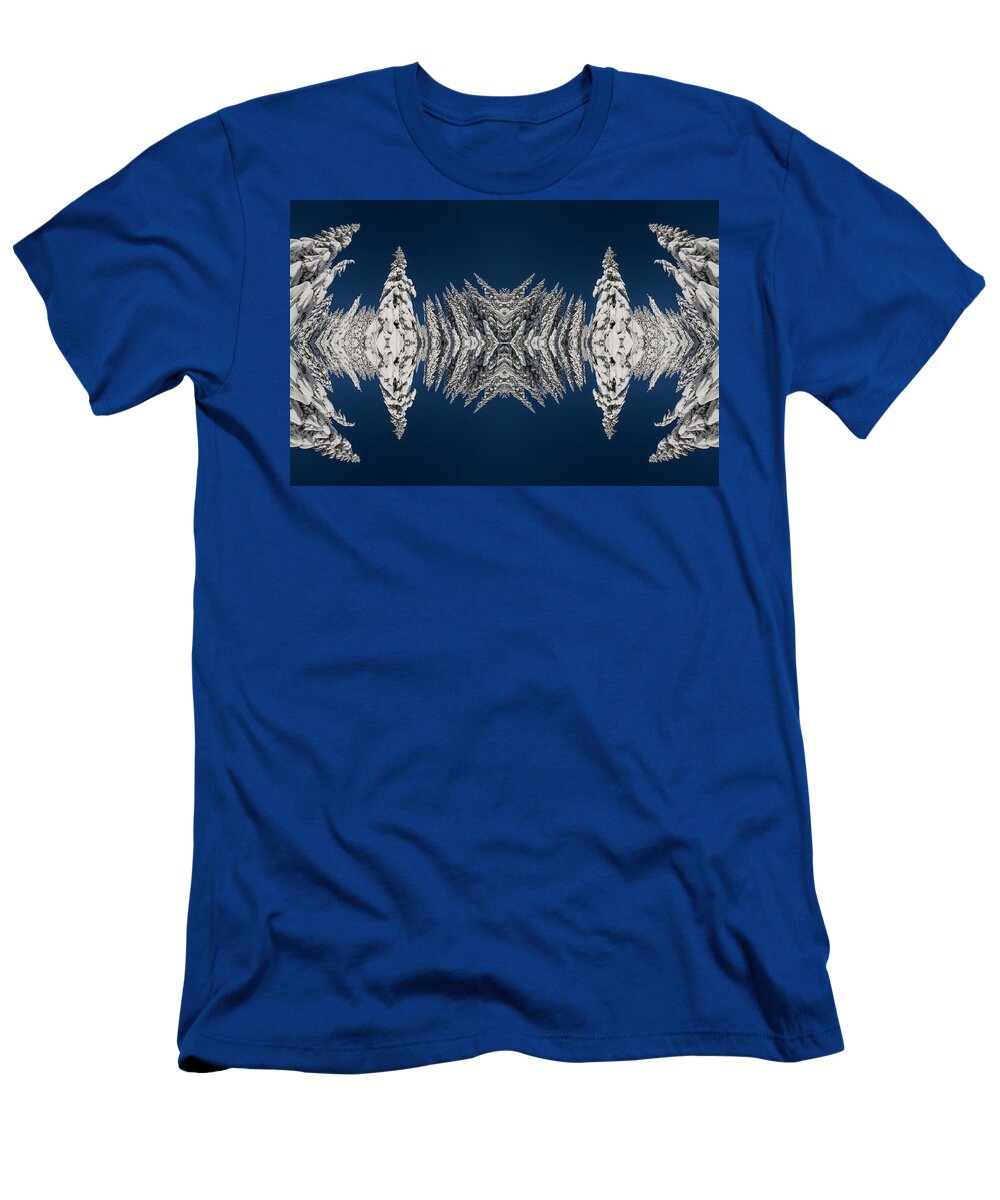 Frost T-Shirt featuring the digital art Snow Covered Trees Kaleidoscope by Pelo Blanco Photo