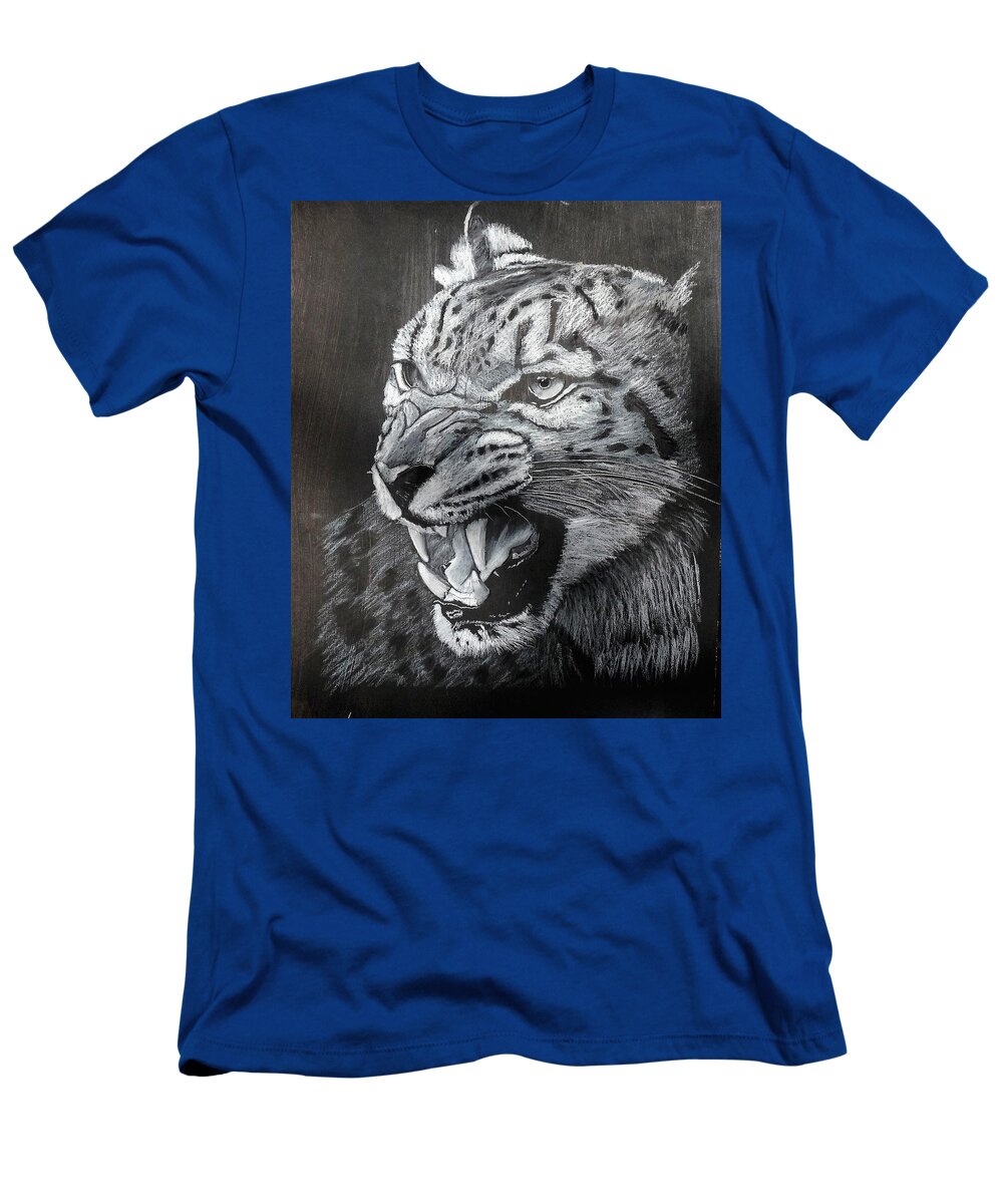 Snow T-Shirt featuring the pastel Snow Leopard by Richard Le Page