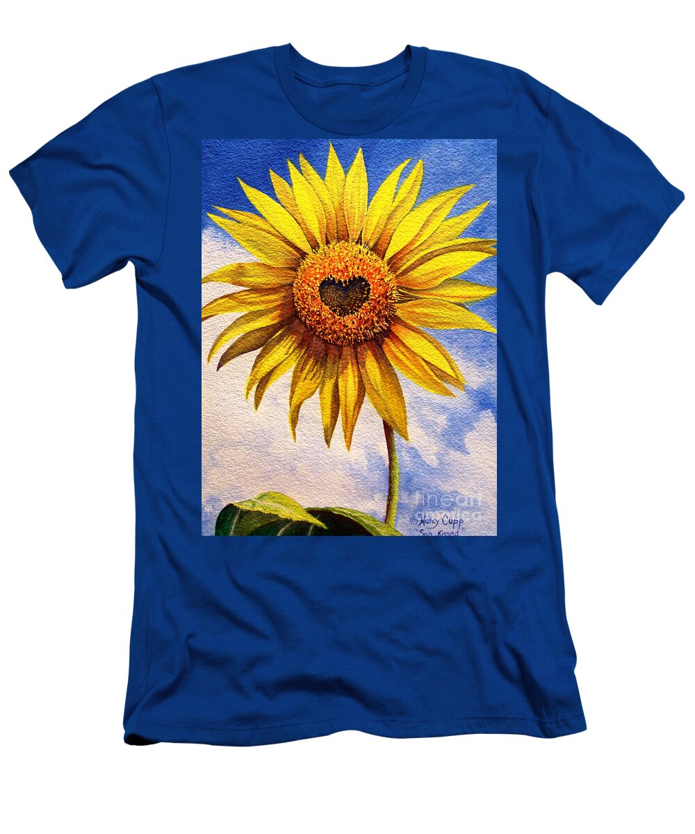 Sunflower T-Shirt featuring the painting Son Kissed by Nancy Cupp