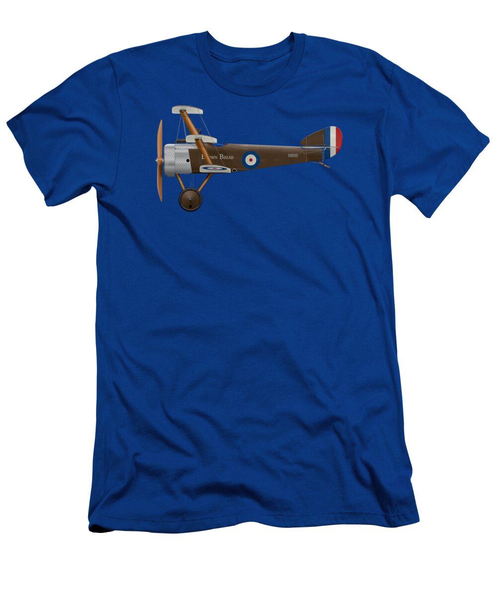 Sopwith T-Shirt featuring the digital art Sopwith Triplane - ' Brown Bread ' - Side Profile View by Ed Jackson