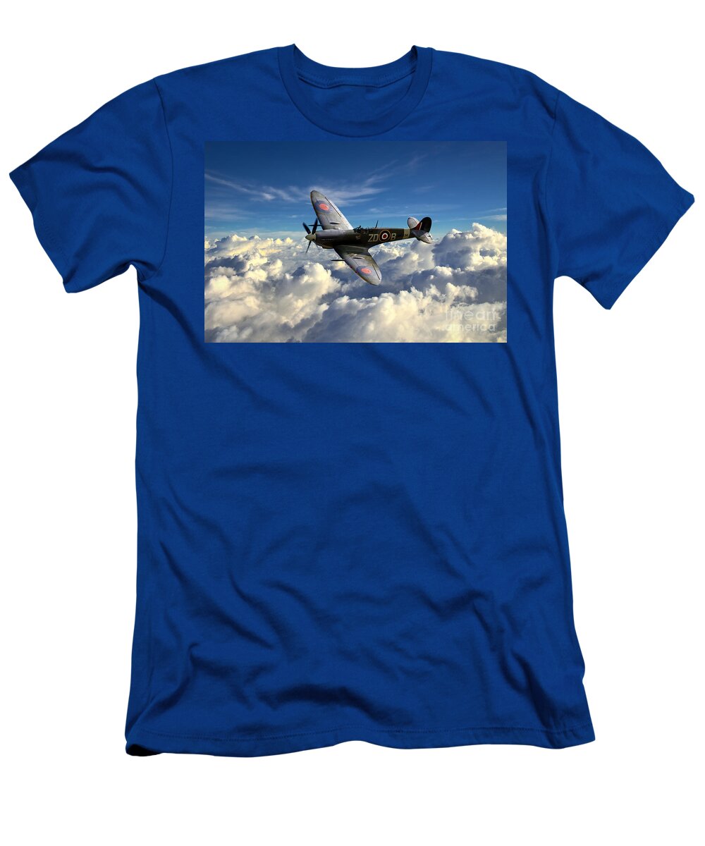 Supermarine T-Shirt featuring the digital art Spitfire MH434 by Airpower Art