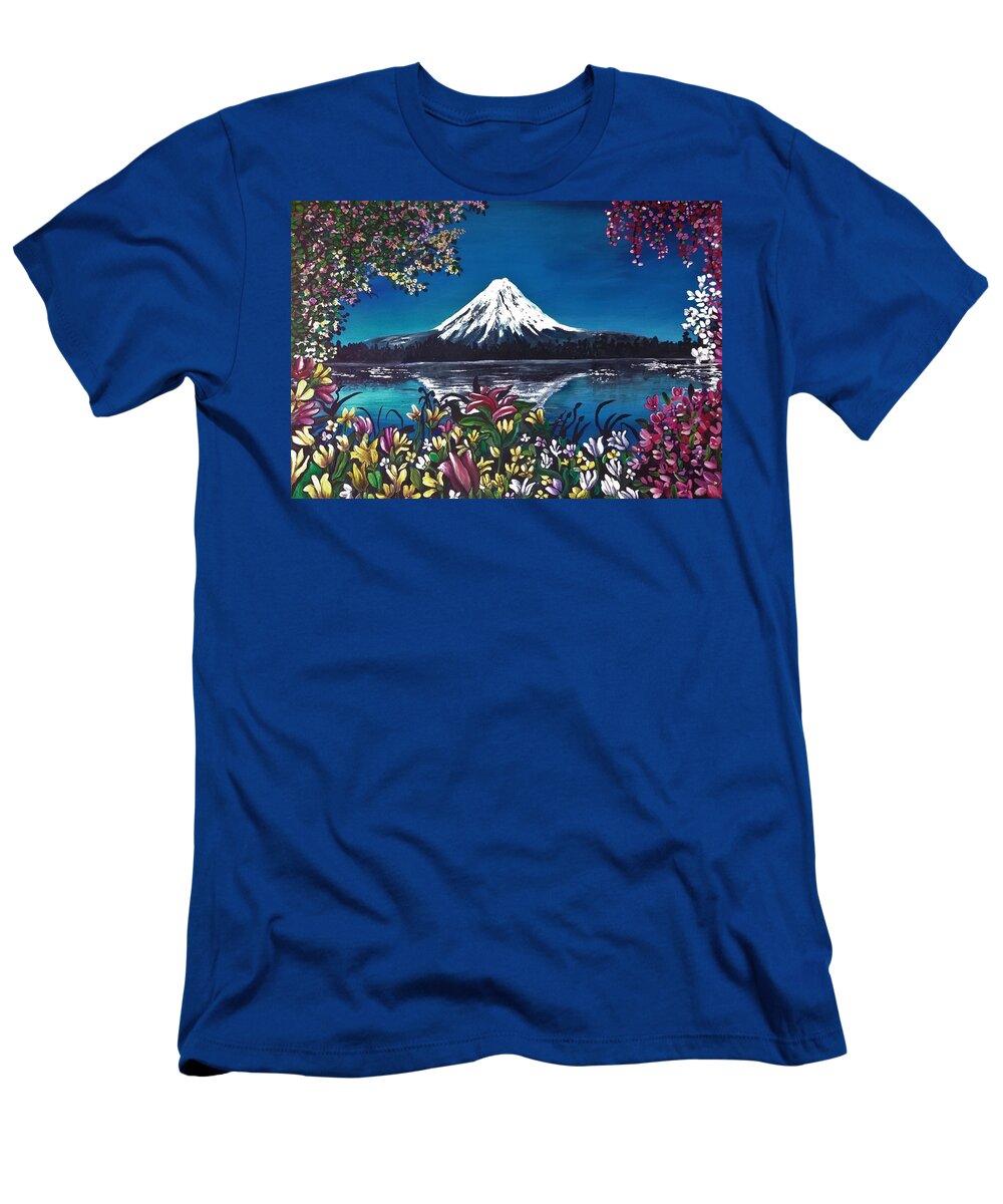 Mountain T-Shirt featuring the painting Mount Fuji by Tara Krishna