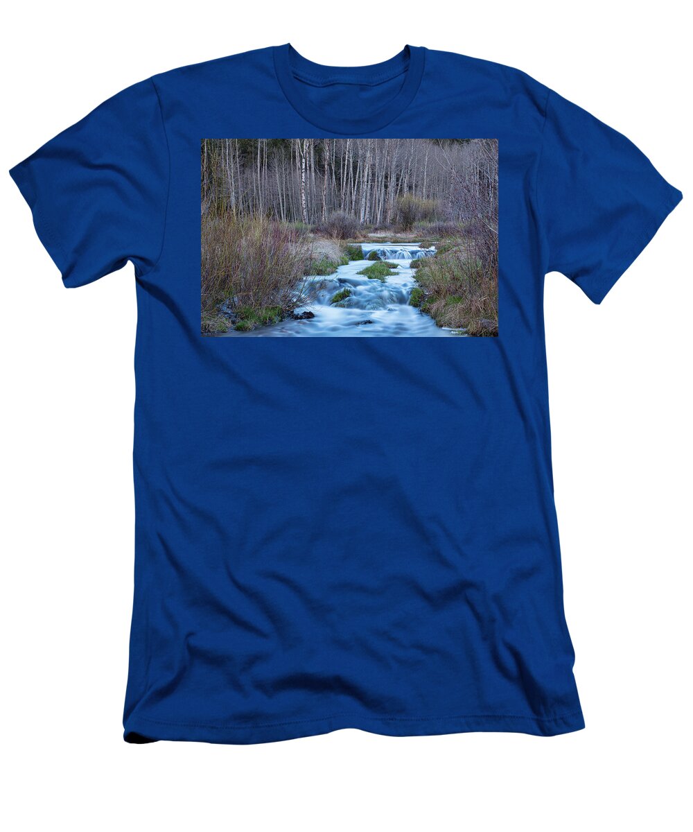 Stream T-Shirt featuring the photograph Spring Melt Off Flowing Down From Bonanza by James BO Insogna
