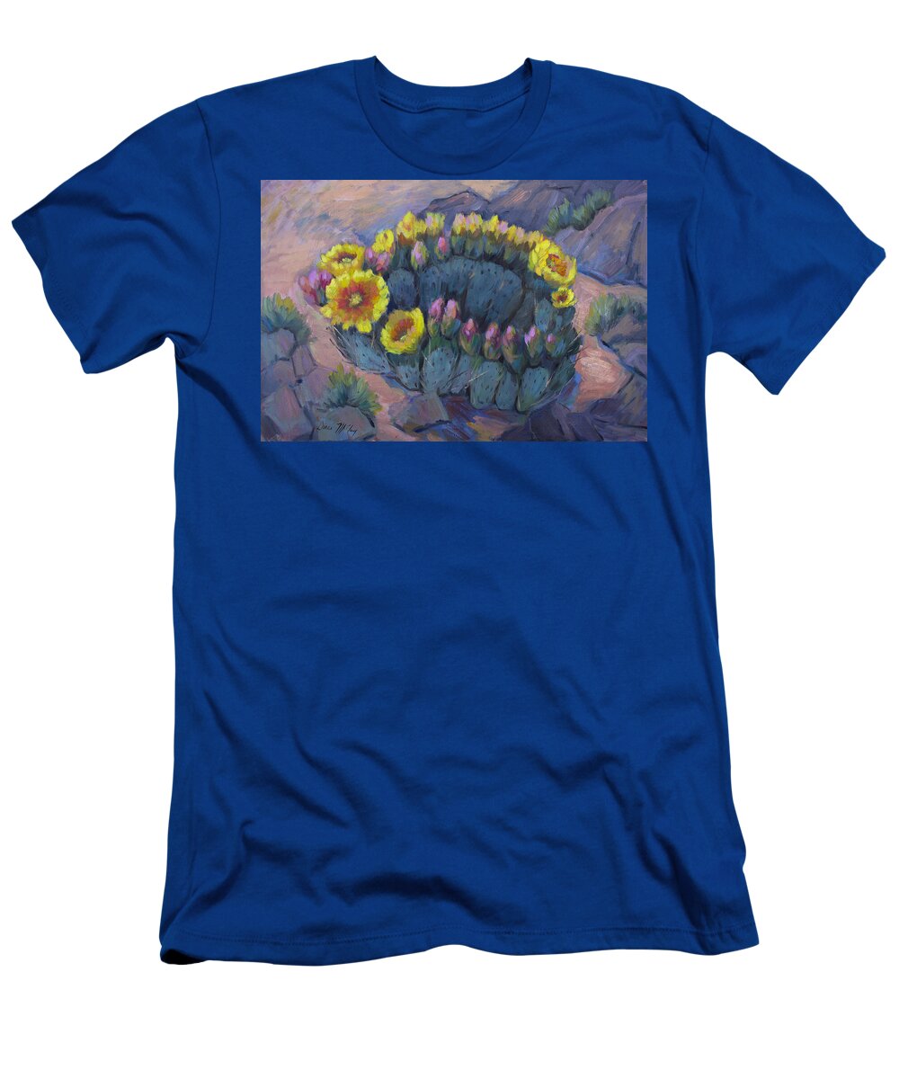 Cactus T-Shirt featuring the painting Spring Prickly Pear Cactus by Diane McClary