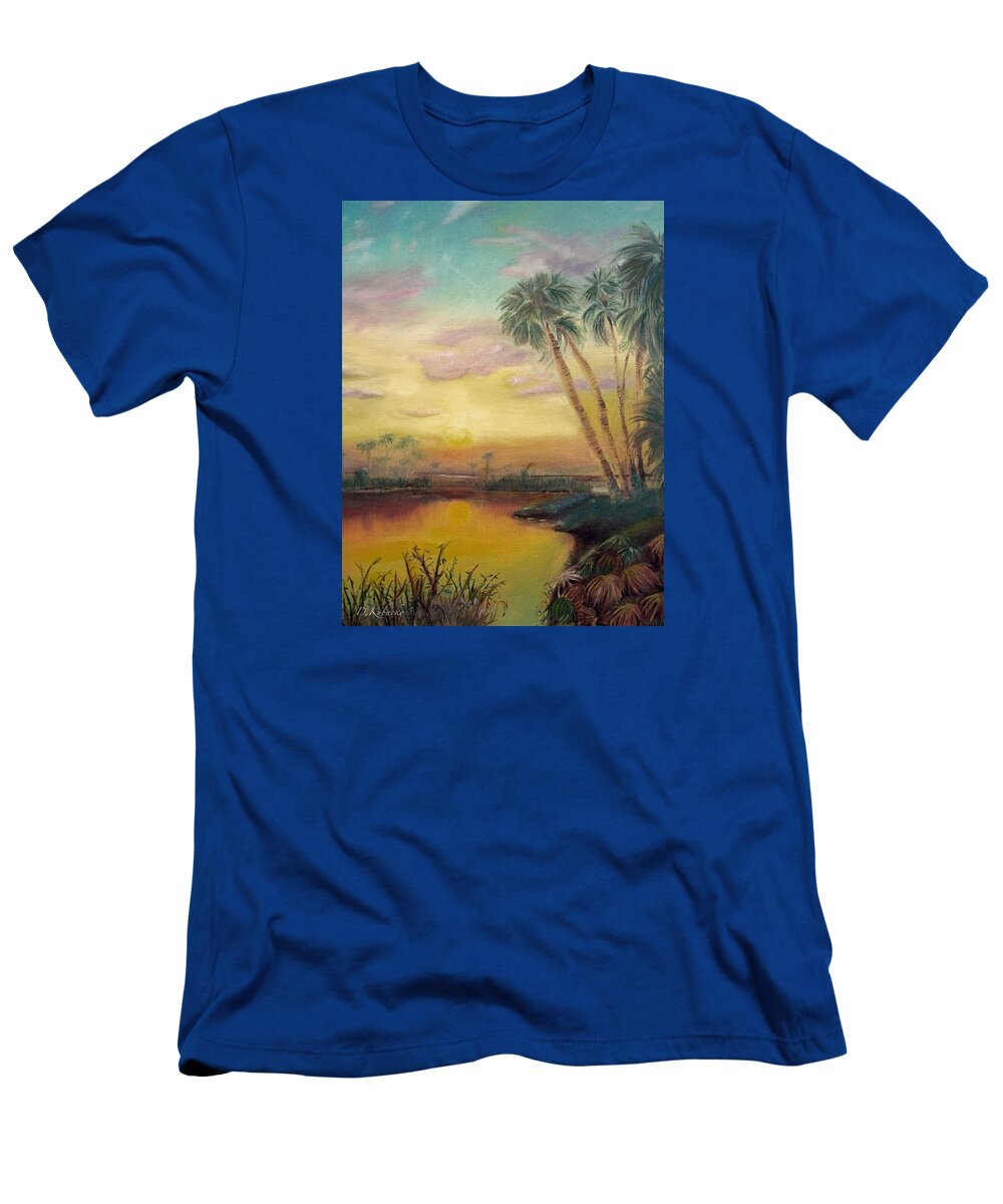 River T-Shirt featuring the painting St. Johns Sunset by Dawn Harrell