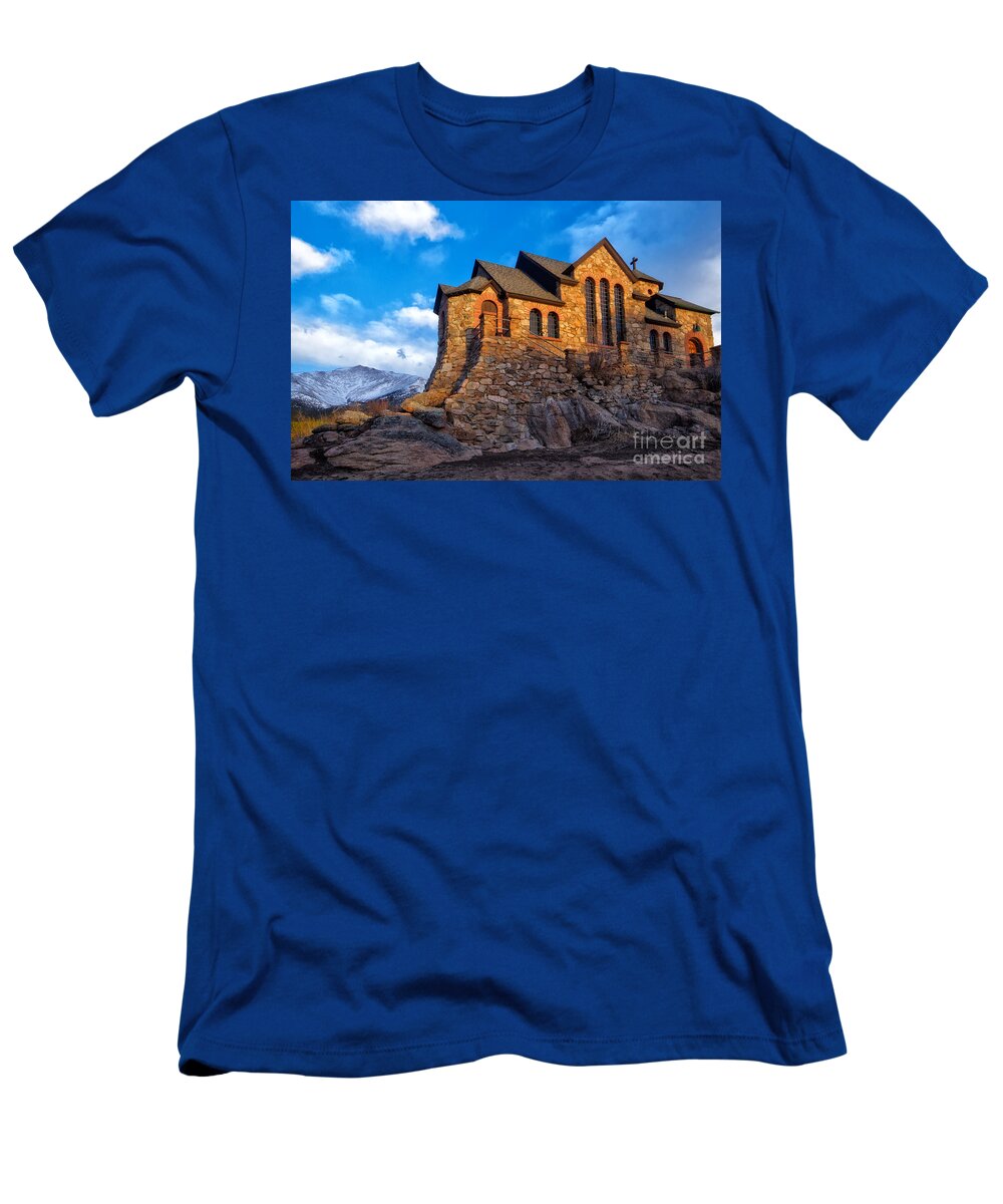 St Malo T-Shirt featuring the photograph St Malo Church, Allenspark Colorado by Ronda Kimbrow
