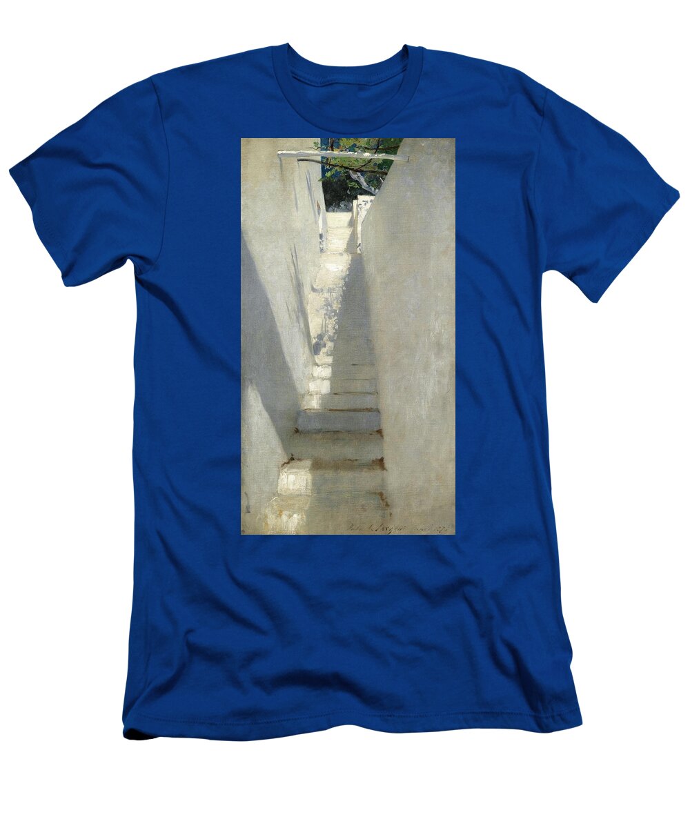 John Singer Sargent T-Shirt featuring the painting Staircase In Capri by John Singer Sargent