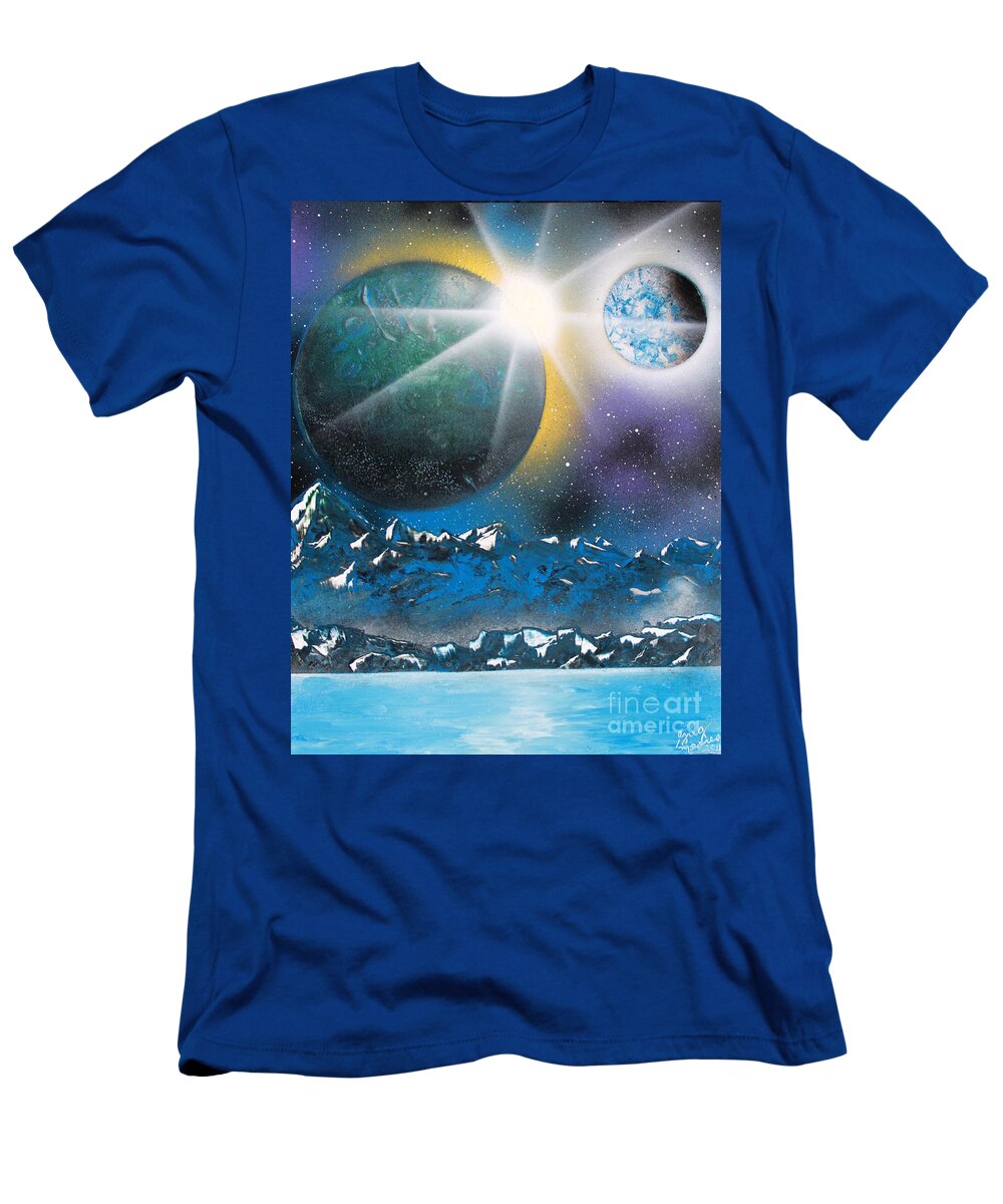 Space Art T-Shirt featuring the painting Star Burst by Greg Moores