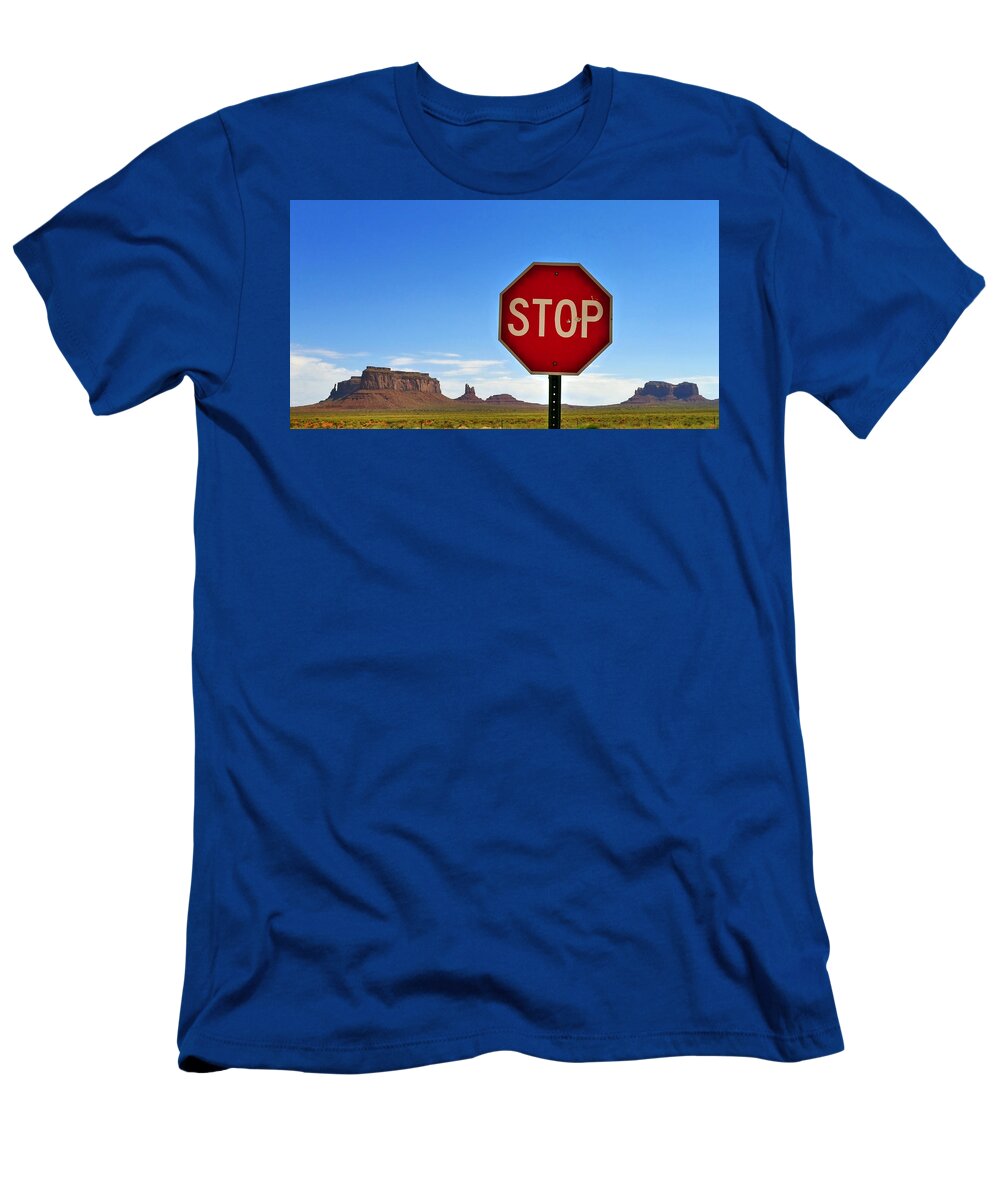 Stop T-Shirt featuring the photograph Stop by Skip Hunt